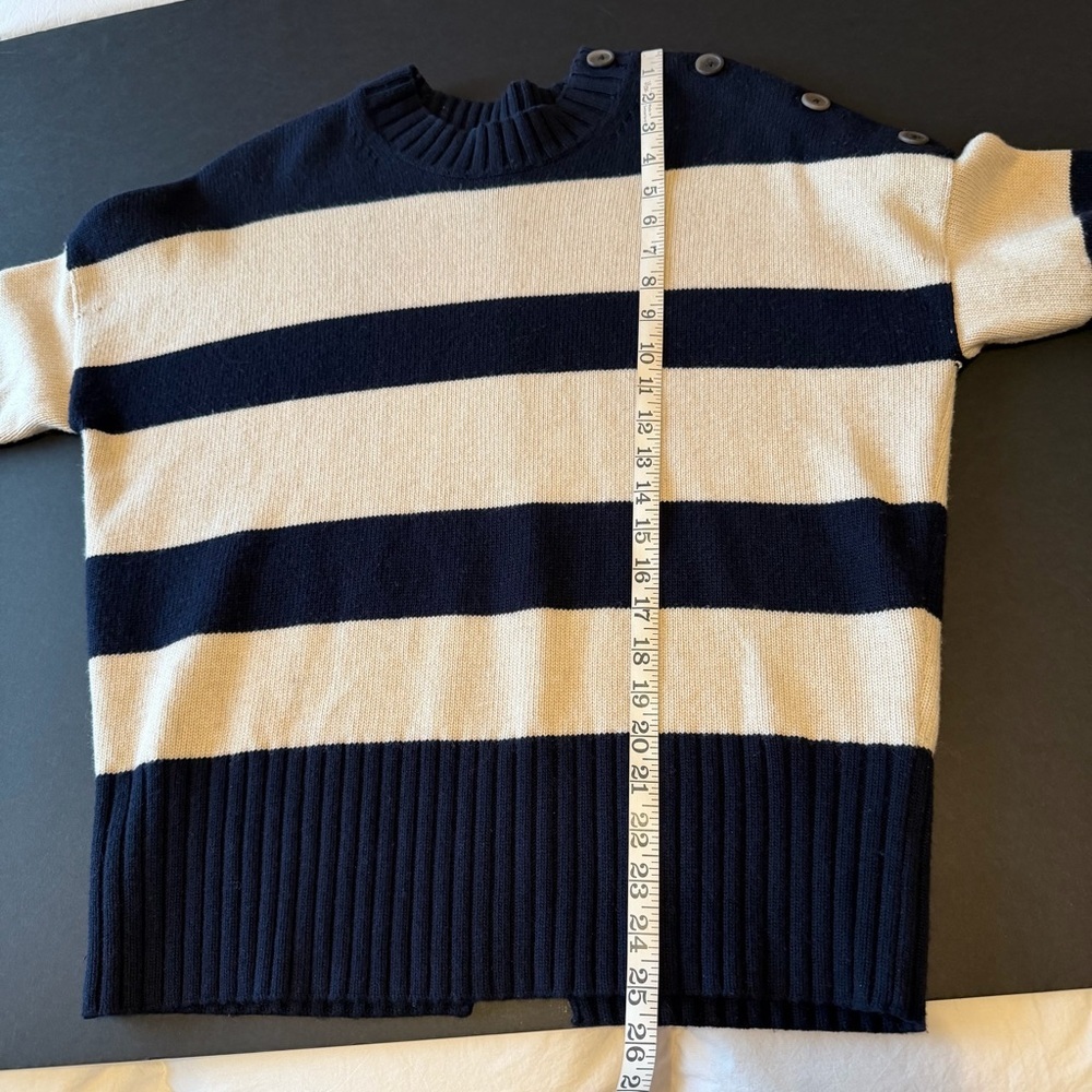 BROCHU WALKER CY Striped crewneck Sweater cream and navy blue, size XS - Picture 4 of 13